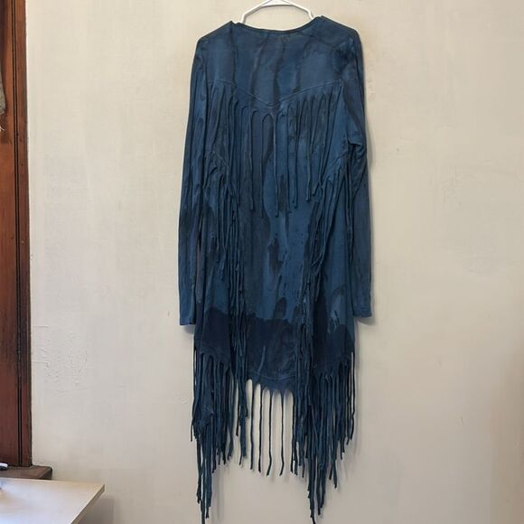 Live and Let Live Teal blue fringe open cardigan Size XL New - Picture 6 of 9
